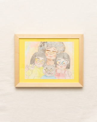 ももちゃんとたまちゃんの家族/水彩画　F0(140×180mm)サイズ / Yasuhito Ota