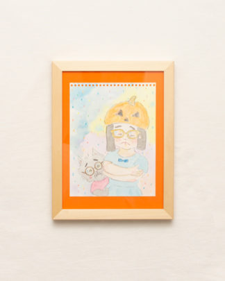 ユタカとタマエのハロウィン。やっぱりお化けは怖い/水彩画　F0(180×140mm)サイズ / Yasuhito Ota